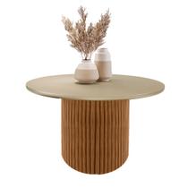 Mesa de Centro Decorativa Lua 03 D80cm em Madeira Maciça - Imbuia Mel