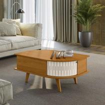 Mesa de Centro Decorativa Marion MDP 2 Portas Deslizantes Cinamomo/OffWhite G97 - Gran Belo