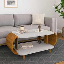 Mesa De Centro Decorativa Pés Em Madeira Maciça Super Reforçada Estilo Orgânica