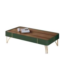 Mesa de Centro Decorativa Rennes MDP/MDF Pés de Aço Verde Pistache/Castanho G26 - Gran Belo (FDL)