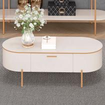 Mesa De Centro Decorativa Sala de Estar Orgânico Giverny D05 Off White - Lyam Decor