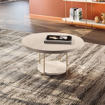 Mesa de Centro Decorativa Sala de Estar Walker Pés de Aço Tampo MDF Off White G26 - Gran Belo Mesa de Centro Decorativa Sala de Estar Walker Pés de Aço Tampo MDF Off White G26 - Gran Belo