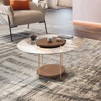 Mesa de Centro Decorativa Sala de Estar Walker Pés de Aço Tampo Vidro Castanho G26 - Gran Belo Mesa de Centro Decorativa Sala de Estar Walker Pés de Aço Tampo Vidro Castanho G26 - Gran Belo