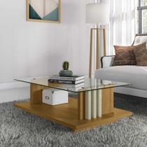 Mesa de Centro Decorativa Tampo em Vidro Gusmao MDP Cumaru/Opala G97 - Gran Belo