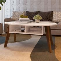 Mesa de Centro Diva 2 Nichos Off White/Cedro - Pnr Móveis Mesa de Centro Diva 2 Nichos Off White/Cedro - Pnr Móveis