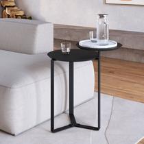 Mesa de Centro Dois Tampos Chanfrado Orgânica Pé Metal Complementos Nero/Preto Mesa de Centro Dois Tampos Chanfrado Orgânica Pé Metal Complementos Nero/Preto