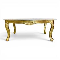 Mesa de centro dourado com tampo em marmore 43x93x62cm Mesa de centro dourado com tampo em marmore 43x93x62cm