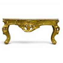 Mesa de centro dourado com tampo em marmore 52x117x77cm Mesa de centro dourado com tampo em marmore 52x117x77cm