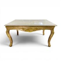 Mesa de Centro Dourado com Tampo em Mármore 53x98x61cm