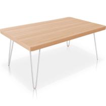 Mesa de Centro Dublin Retangular em Aço e MDF Clean - Branca e Jade