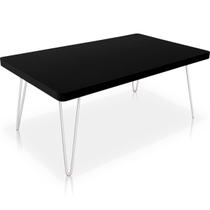 Mesa de Centro Dublin Retangular em Aço e MDF Clean - Branca e Preta Mesa de Centro Dublin Retangular em Aço e MDF Clean - Branca e Preta