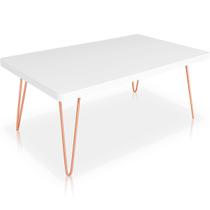 Mesa de Centro Dublin Retangular em Aço e MDF Clean - Cobre e Branca Mesa de Centro Dublin Retangular em Aço e MDF Clean - Cobre e Branca