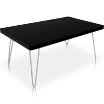 Mesa de Centro Dublin Retangular em Aço e MDF Clean - Prata e Preta Mesa de Centro Dublin Retangular em Aço e MDF Clean - Prata e Preta