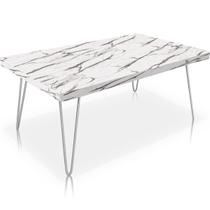 Mesa de Centro Dublin Retangular em Aço e MDF Clean - Prata e Vulcano