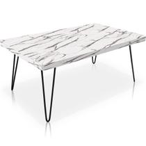 Mesa de Centro Dublin Retangular em Aço e MDF Clean - Preta e Vulcano Mesa de Centro Dublin Retangular em Aço e MDF Clean - Preta e Vulcano