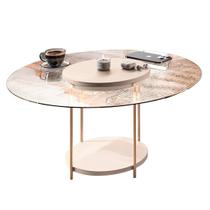 Mesa de Centro e Apoio Circular MDF e Tampo de Vidro Barcelona 36x70cm Mesa de Centro e Apoio Circular MDF e Tampo de Vidro Barcelona 36x70cm