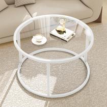 Mesa de Centro Easy Paws Redonda com Tampo de Vidro 69x69x43cm Branca Mesa de Centro Easy Paws Redonda com Tampo de Vidro 69x69x43cm Branca