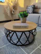 Mesa de Centro em Ferro Preto e Madeira - sala - Industrial Mesa de Centro em Ferro Preto e Madeira - sala - Industrial