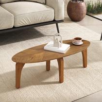 Mesa de Centro em MDF Laminada Folha Orgânico 90x40cm Montreal Marrom Madeira Mel