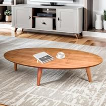 Mesa de Centro em MDF Oval Orgânico Laminada 100x45cm Londres Marrom Mesa de Centro em MDF Oval Orgânico Laminada 100x45cm Londres Marrom