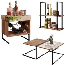 Mesa De Centro Espelhada Com Adega E Prateleira Demolição