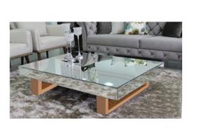 Mesa de centro espelhada Pés Amadeirados retangular