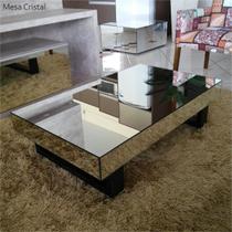 Mesa de centro espelhada retangular para sala de estar com pés preto