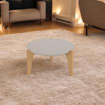 Mesa de Centro Florida 55cm p/ Decoração e Utilidades - Off White Perolizado/Freijo