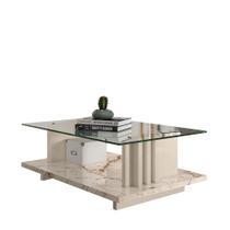 Mesa de Centro Frizz Calacata/Off White - VRK COMERCIO ON-LINE