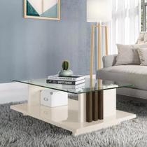 Mesa de Centro Frizz com Tampo de Vidro Savana/Off White - Madetec