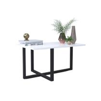 Mesa de Centro Girassol Retangular Pés de Ferro - Branco - Nosso Sonho Decor