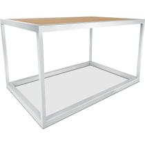 Mesa De Centro Goldin Retangular Para Sala Decoração Branco/Jade
