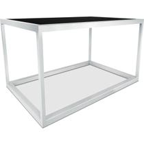 Mesa De Centro Goldin Retangular Para Sala Decoração Branco/Preto