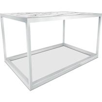 Mesa De Centro Goldin Retangular Para Sala Decoração Branco/Vulcano