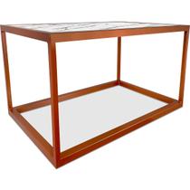 Mesa De Centro Goldin Retangular Para Sala Decoração Cobre/Vulcano