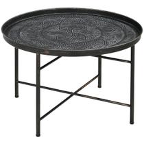 Mesa de Centro HOMCOM Redonda de 61 cm com Tampa Martelada em Metal Estanho