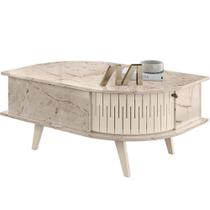 Mesa De Centro índia 2 Portas 90x60 Cm Calacata/off White