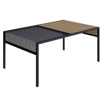 Mesa de Centro Industrial York Artesano Retangular 80 cm (largura) em MDP Hanover Aço Preto