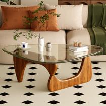 Mesa de Centro JCAJCA 36" Tampo de Vidro Madeira Nogueira