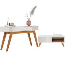 Mesa De Centro Jeri E Aparador Riveira Para Sala Off White Freijo CLB