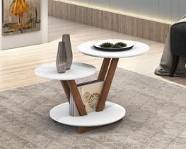 Mesa De Centro Laguna Redonda 2 Andares Decorativa Moderna