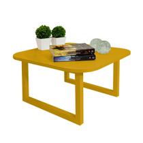 Mesa De Centro Lateral De Apoio Para Sala Estar Square Amarelo Laca