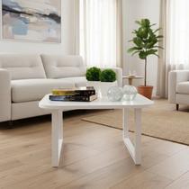 Mesa De Centro Lateral De Apoio Para Sala Estar Square Branco Laca