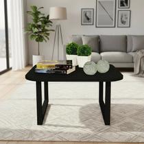 Mesa De Centro Lateral De Apoio Para Sala Estar Square Preto Laca