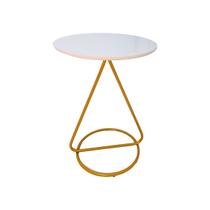 Mesa De Centro Lateral Maria Base de Aço Industrial Moderna