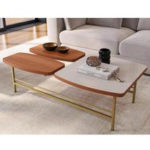 Mesa de Centro Lile 1,10m Luxo MDF 25mm Usinado Pés de Ferro Moderna