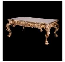Mesa de Centro Luiz XV Entalhes Luxuosos Folha Ouro
