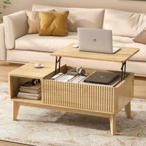 Mesa de Centro LYNCOHOME com Tampo Elevatório e Armazenamento com Frisos Mesa de Centro LYNCOHOME com Tampo Elevatório e Armazenamento com Frisos