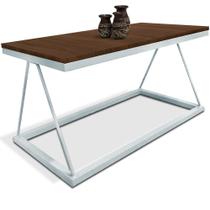 Mesa De Centro Macau Retangular Para Sala Decor Madeira MDF Compacta Branca