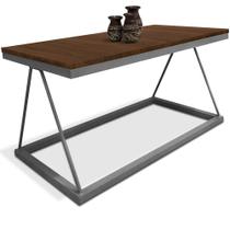 Mesa De Centro Macau Retangular Para Sala Decor Madeira MDF Compacta Prata